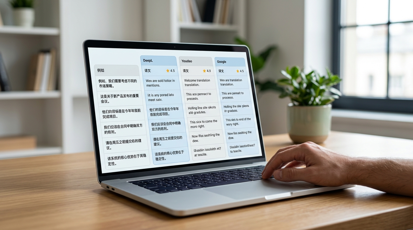 网易有道翻译与DeepL谷歌翻译准确度实测对比