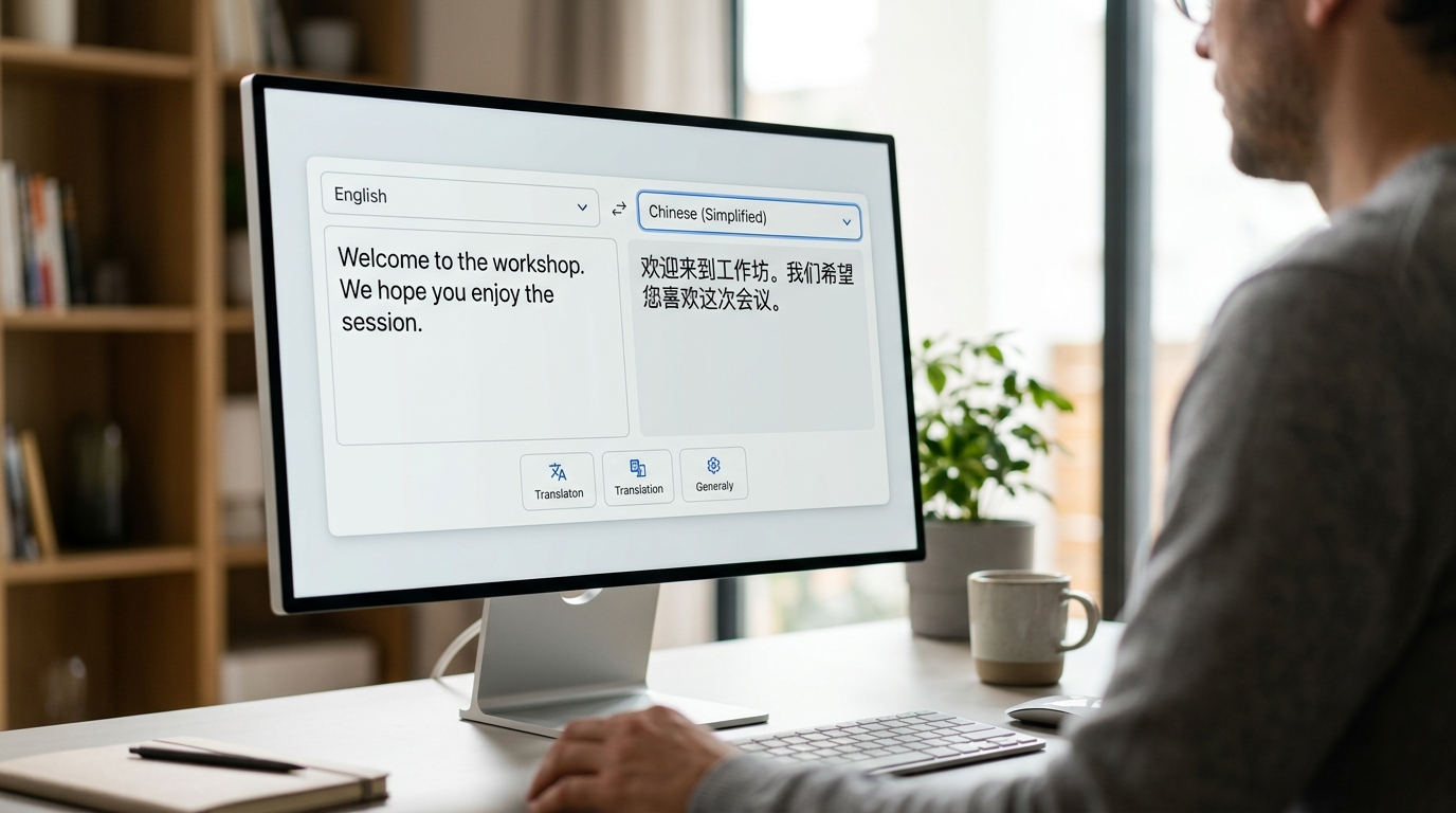 有道翻译下载后主界面,显示支持中英日韩等多语言互译