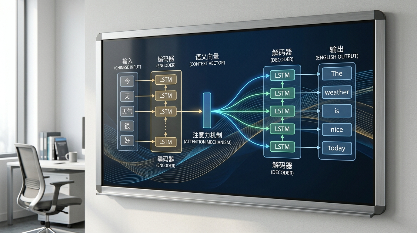 有道翻译神经网络机器翻译技术原理示意图