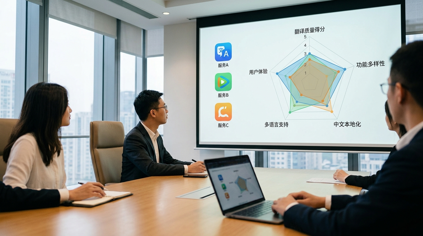 有道翻译与Google翻译、百度翻译功能对比雷达图