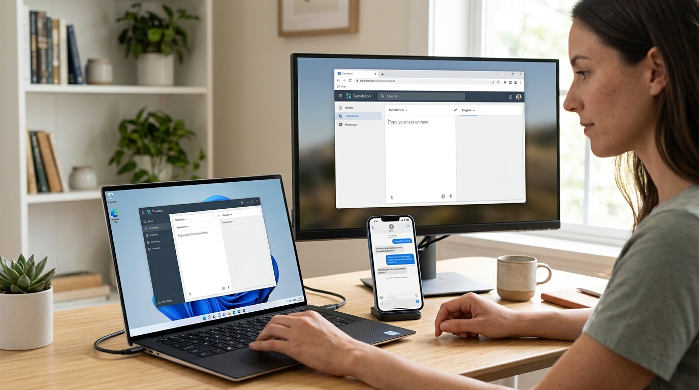 有道翻译在Windows电脑、iPhone和Chrome浏览器中的界面展示