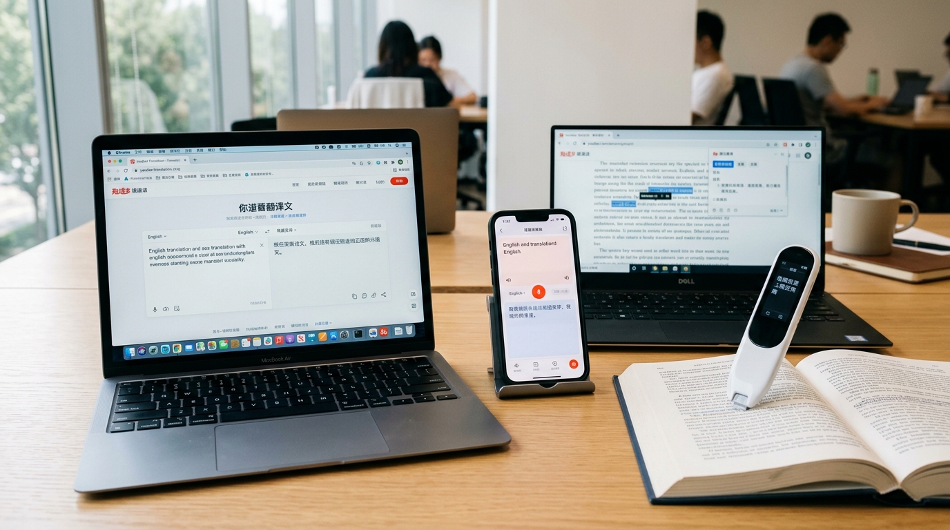 有道翻译四种产品形态对比:App、网页版、桌面插件、词典笔